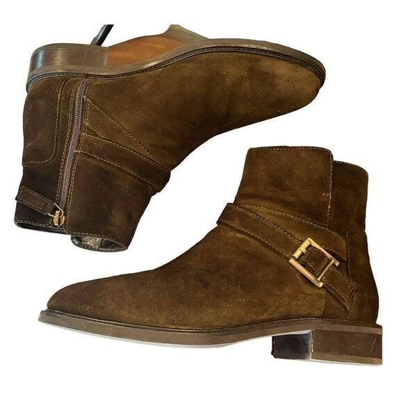 Aquatalia Bree Water Resistant Brown Suede Booties Made in Italy NWOB Size 10 - Picture 2 of 7